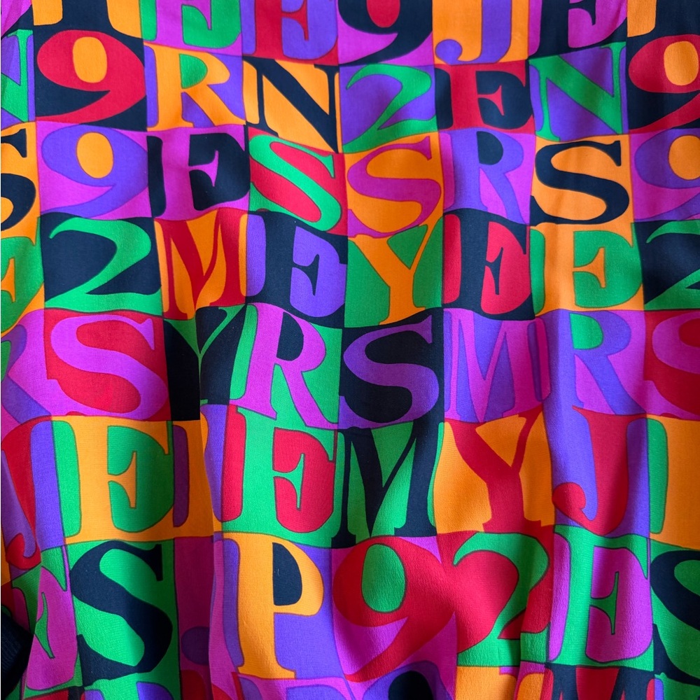 Vintage Spenser Jeremy Colorful Alphabet & Numbers Silk Bomber Jacket Sz Medium - Picture 9 of 9